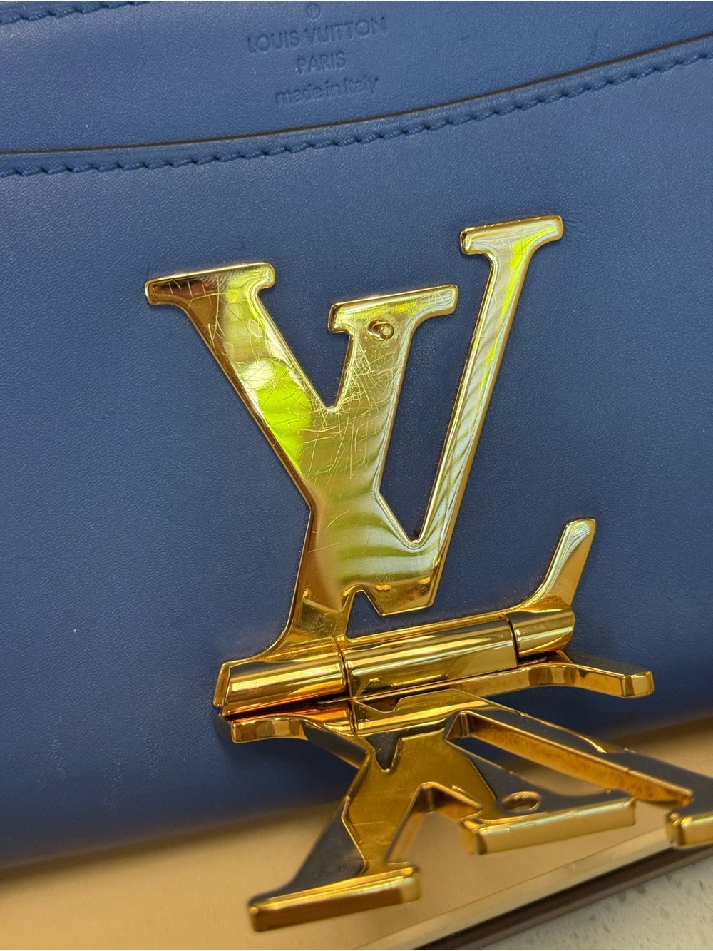 Louis Vuitton Blue Twist MM Shoulder Bag with Gold Hardware PL1176 - Picture 7 of 11